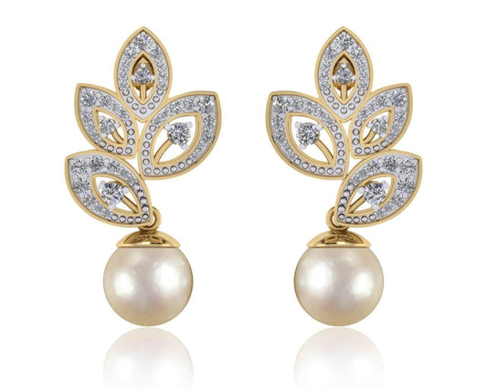 Aarna Pearl & Diamond Earrings - Jewelslane