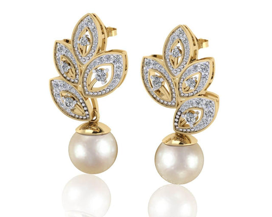 Aarna Pearl & Diamond Earrings - Jewelslane