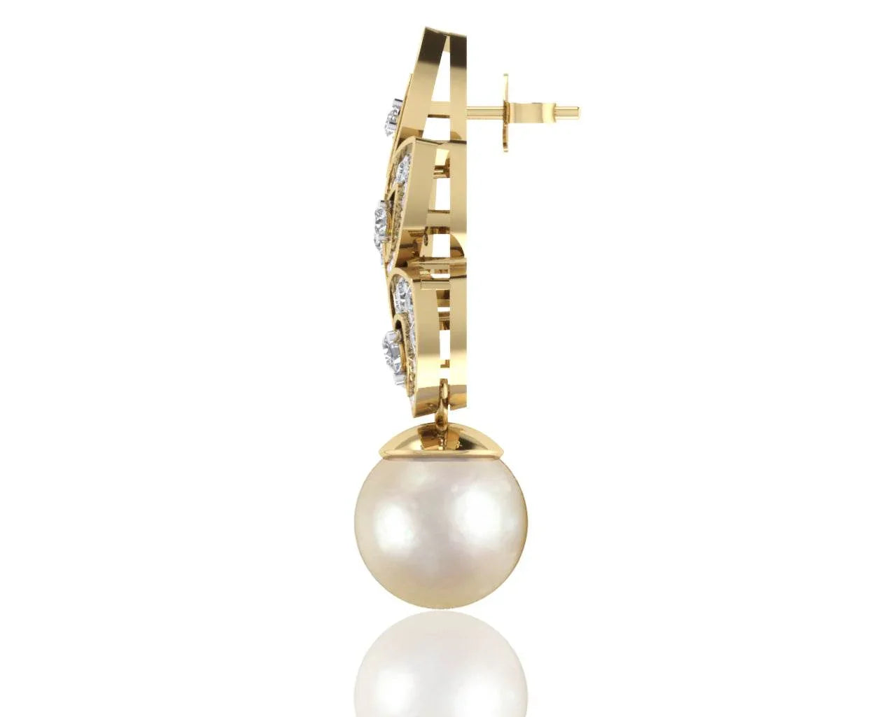 Aarna Pearl & Diamond Earrings - Jewelslane