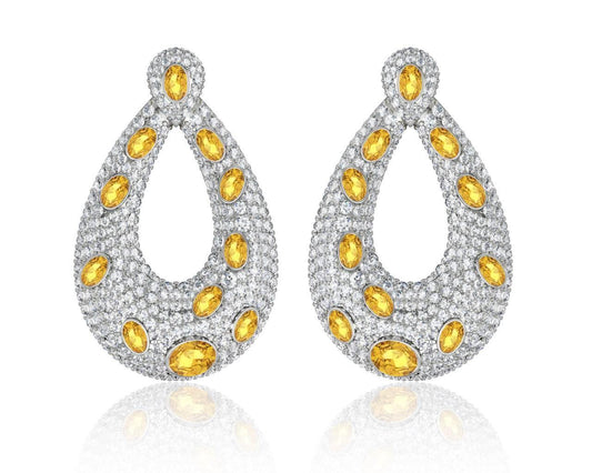 Abeena Party wear Diamond Look Silver Danglers - Jewelslane