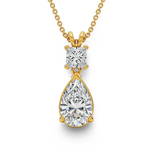 Adel Lab Grown Solitaire Diamond pendant necklace in gold - Jewelslane