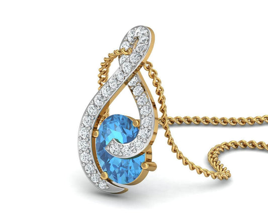 Adina Blue Topaz & Diamond Pendant Additional Image 1