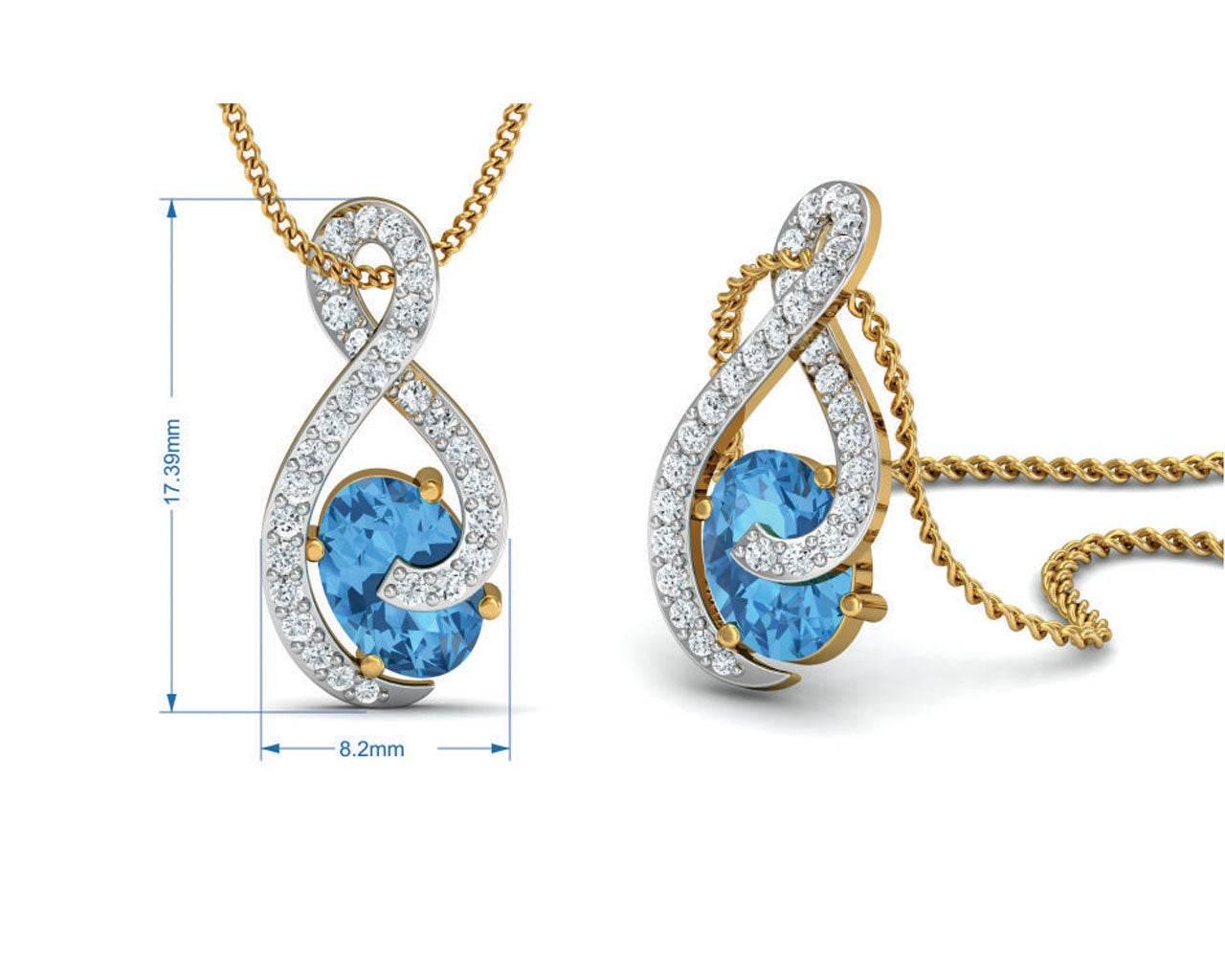 Adina Blue Topaz & Diamond Pendant - Jewelslane