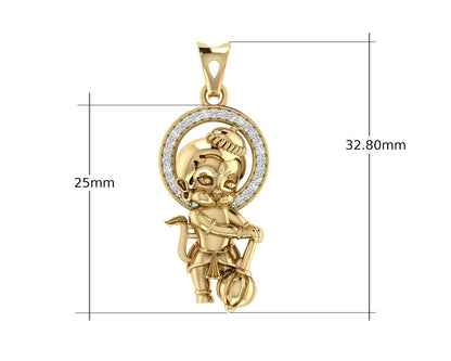 Adorable Bal Hanuman Gold Pendant - Jewelslane