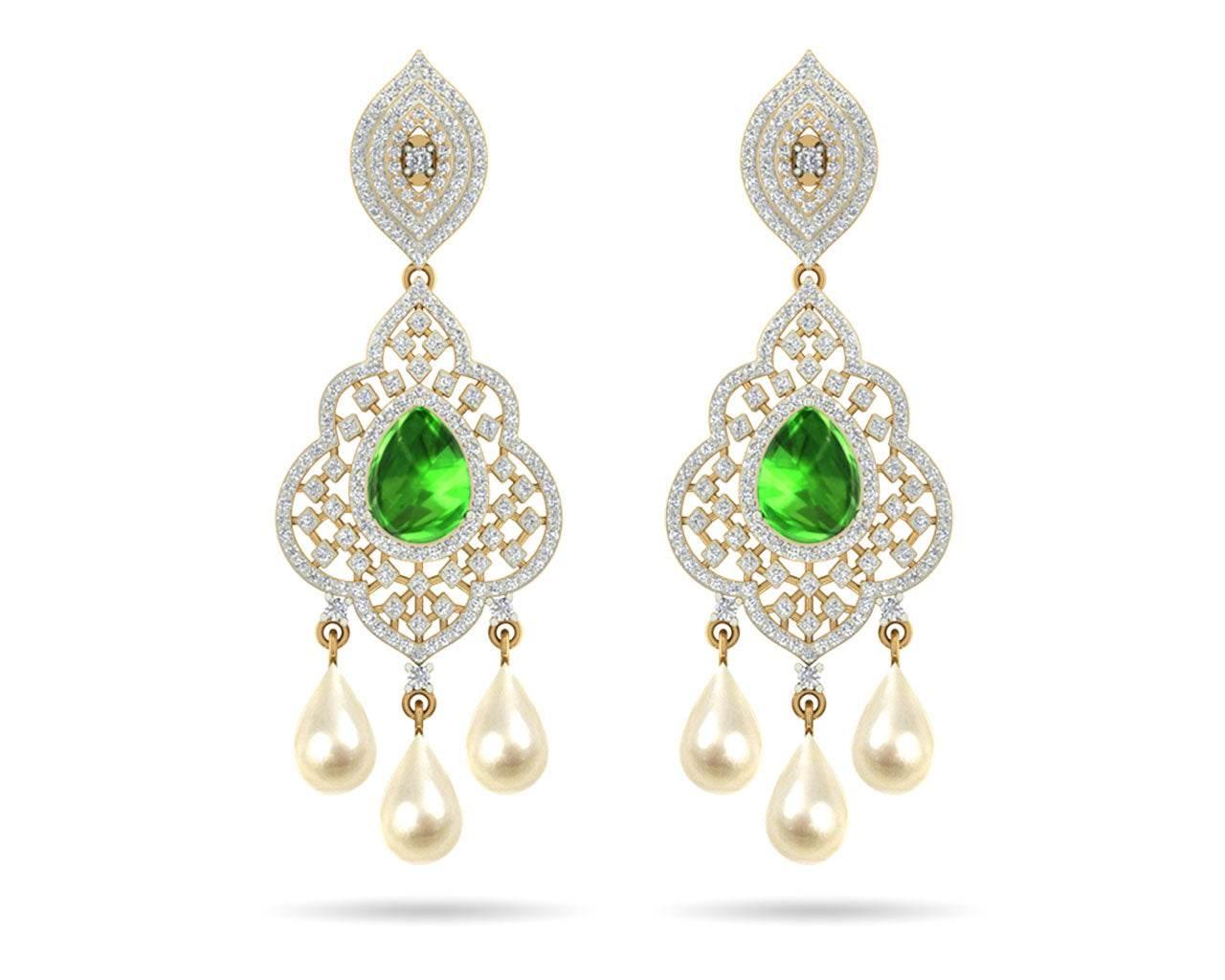 Adrika Emerald Diamond Earrings - Jewelslane