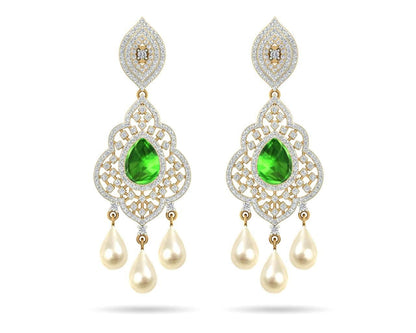 Adrika Emerald Diamond Earrings - Jewelslane