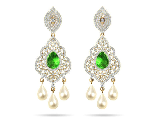 Adrika Emerald Diamond Earrings - Jewelslane