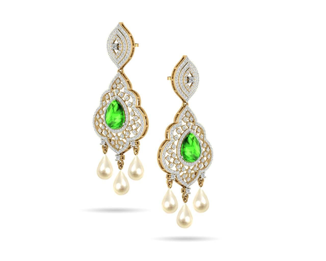 Adrika Emerald Diamond Earrings - Jewelslane