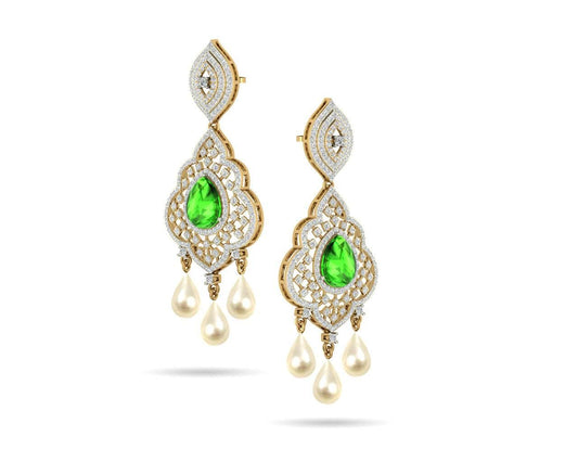 Adrika Emerald Diamond Earrings - Jewelslane