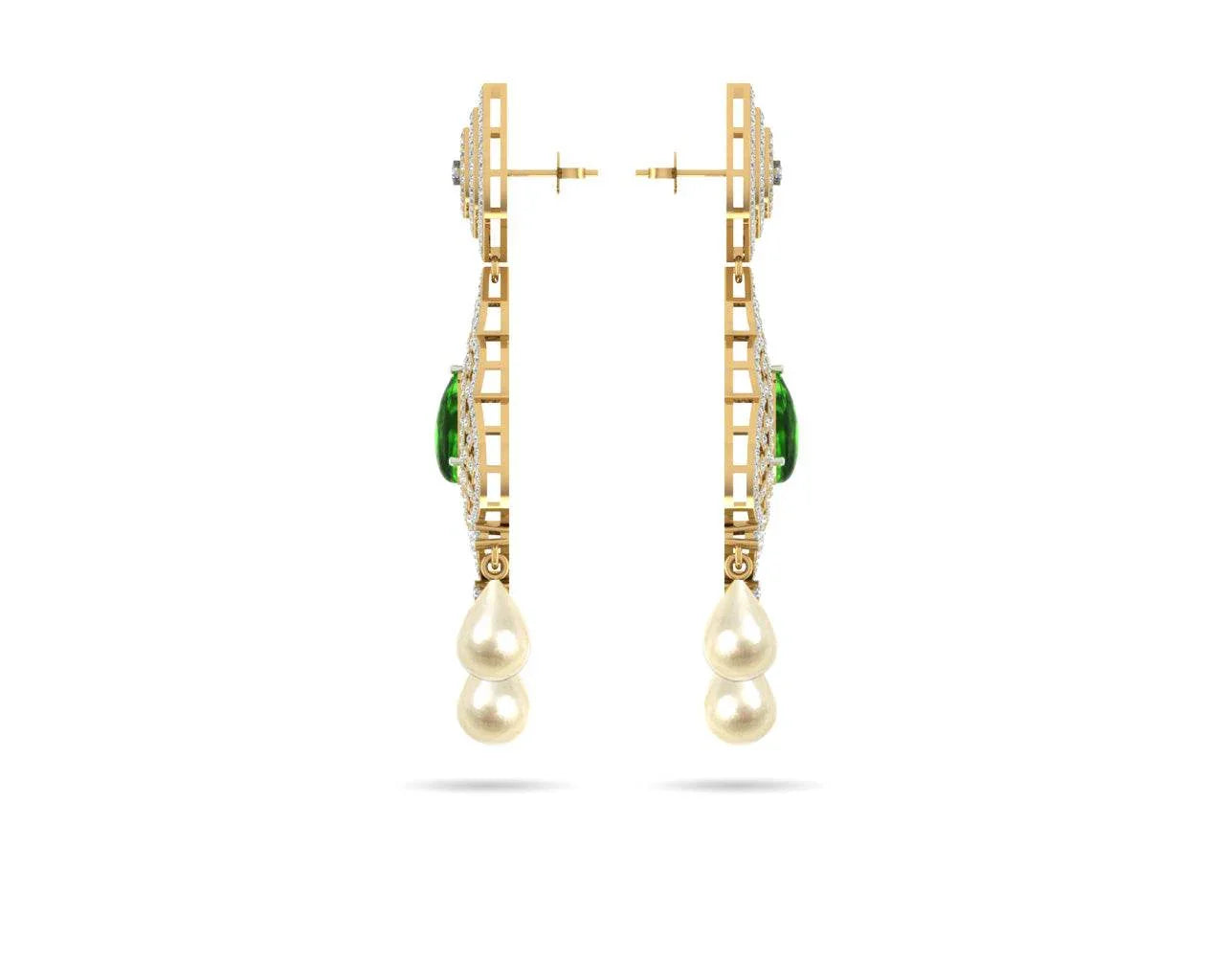 Adrika Emerald Diamond Earrings - Jewelslane