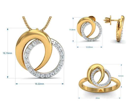 Aheli Diamond Pendant Set - Jewelslane
