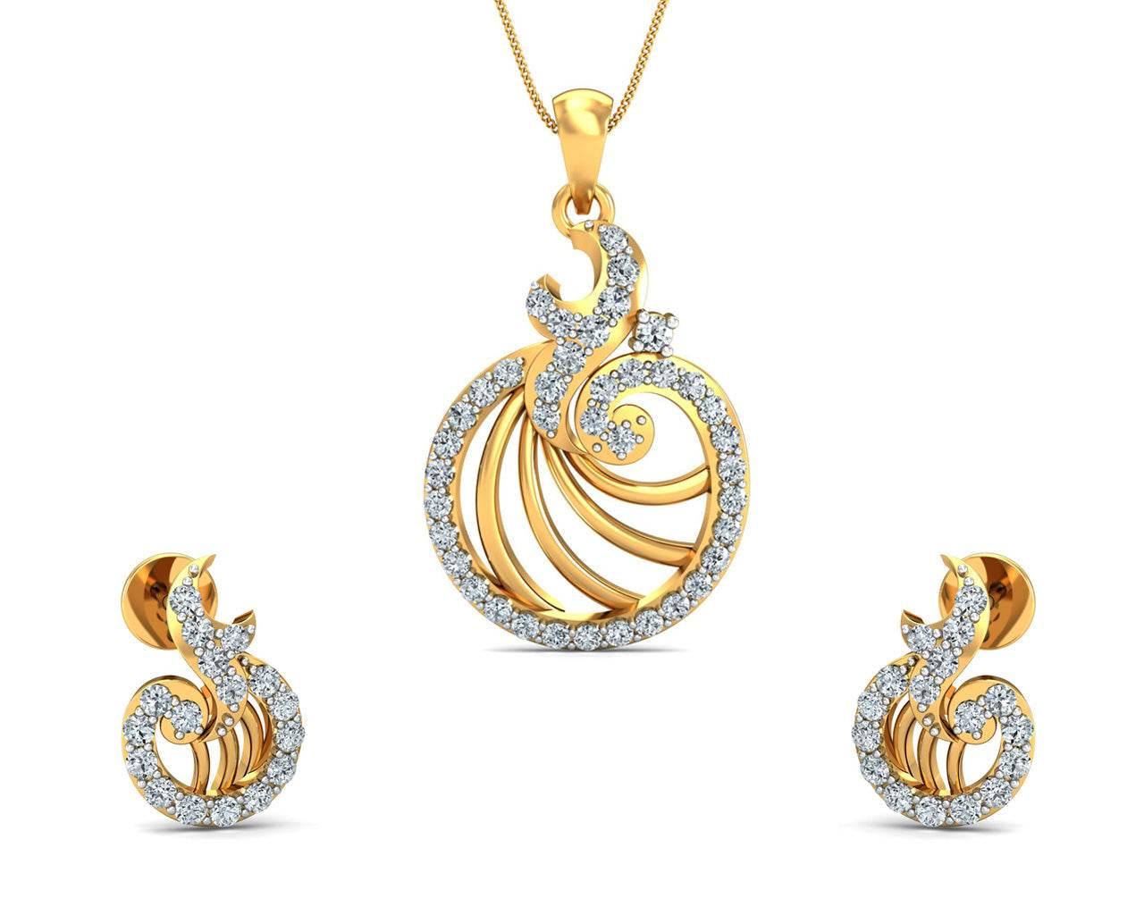 Aini Diamond Earring & Pendant Set - Jewelslane