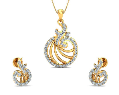 Aini Diamond Earring & Pendant Set - Jewelslane