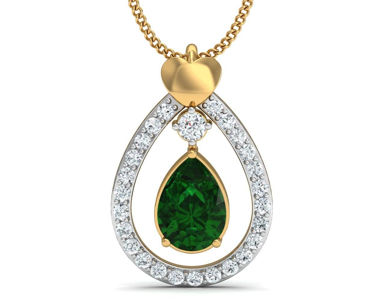 Ameena Emerald Diamond Pendant - Jewelslane