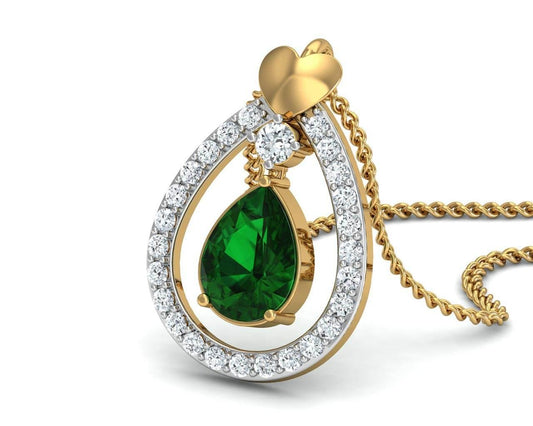 Ameena Emerald Diamond Pendant Additional Image 1