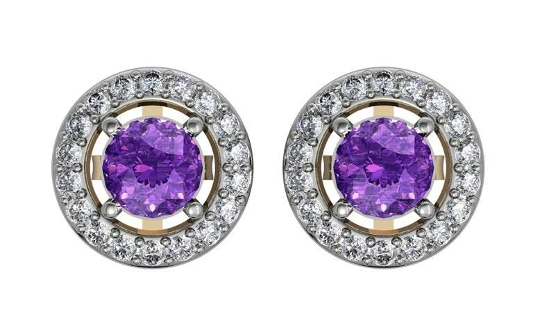 Amethyst & Diamond Cluster Earring - Jewelslane