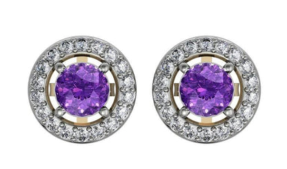 Amethyst & Diamond Cluster Earring - Jewelslane