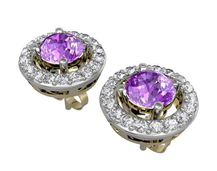 Amethyst & Diamond Cluster Earring - Jewelslane