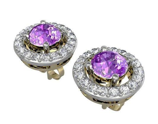 Amethyst & Diamond Cluster Earring - Jewelslane