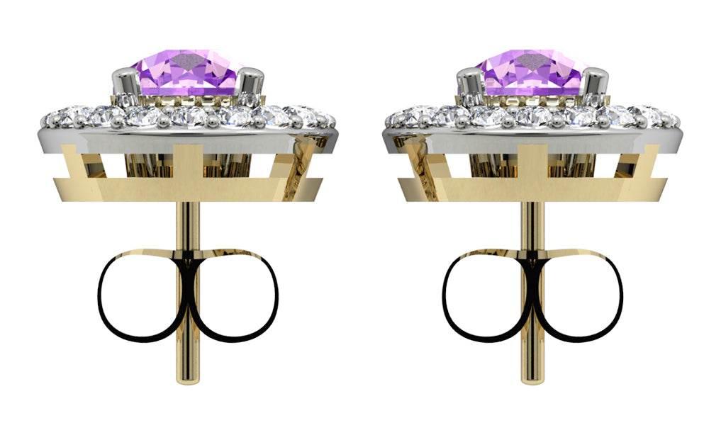 Amethyst & Diamond Cluster Earring - Jewelslane