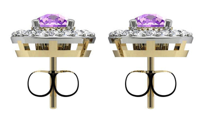 Amethyst & Diamond Cluster Earring - Jewelslane