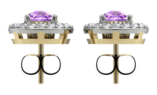 Amethyst & Diamond Cluster Earring - Jewelslane