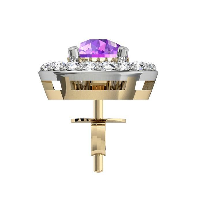 Amethyst & Diamond Cluster Earring - Jewelslane