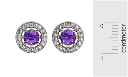 Amethyst & Diamond Cluster Earring - Jewelslane