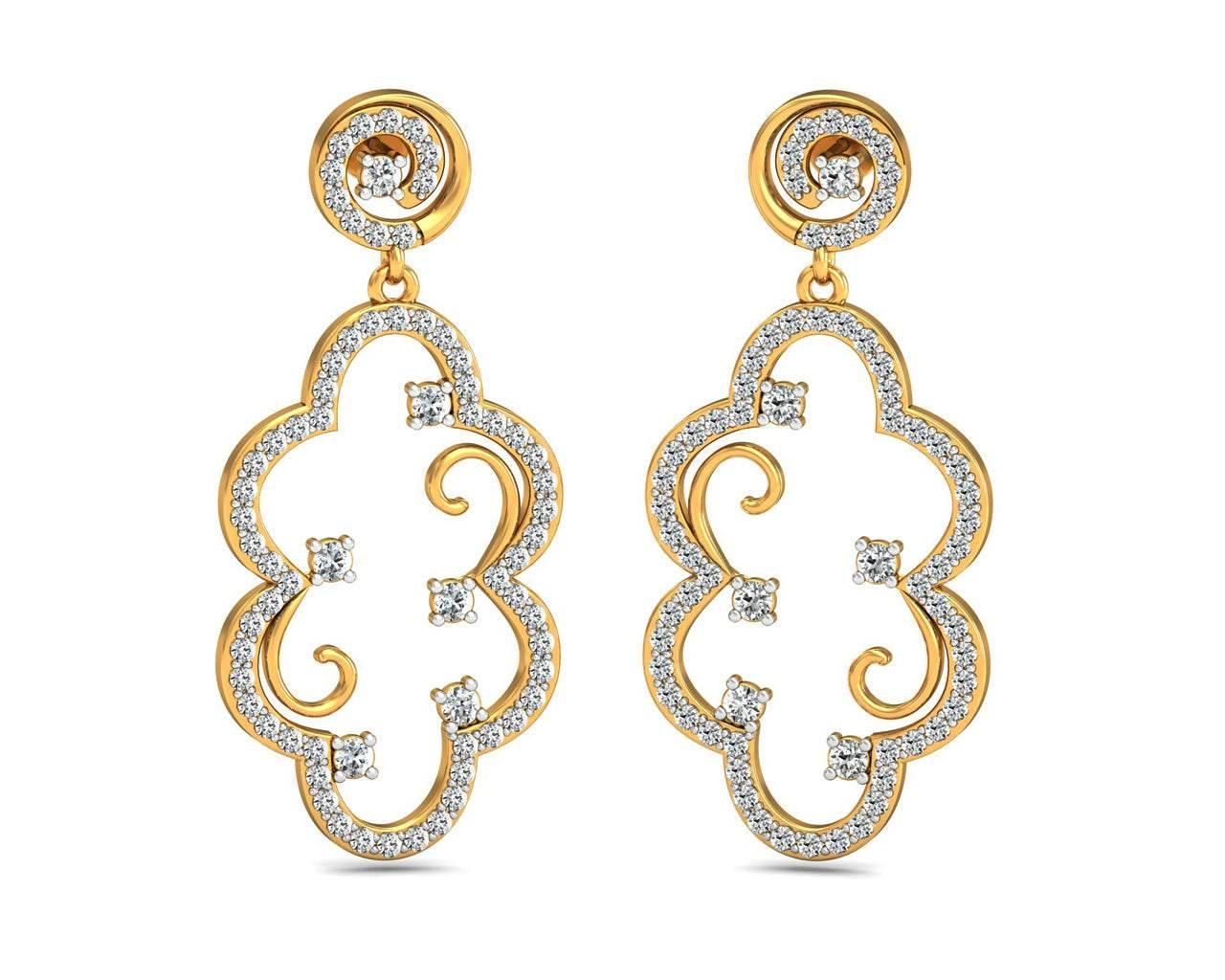 Anan Diamond Gold Danglers - Jewelslane