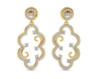 Anan Diamond Gold Danglers - Jewelslane