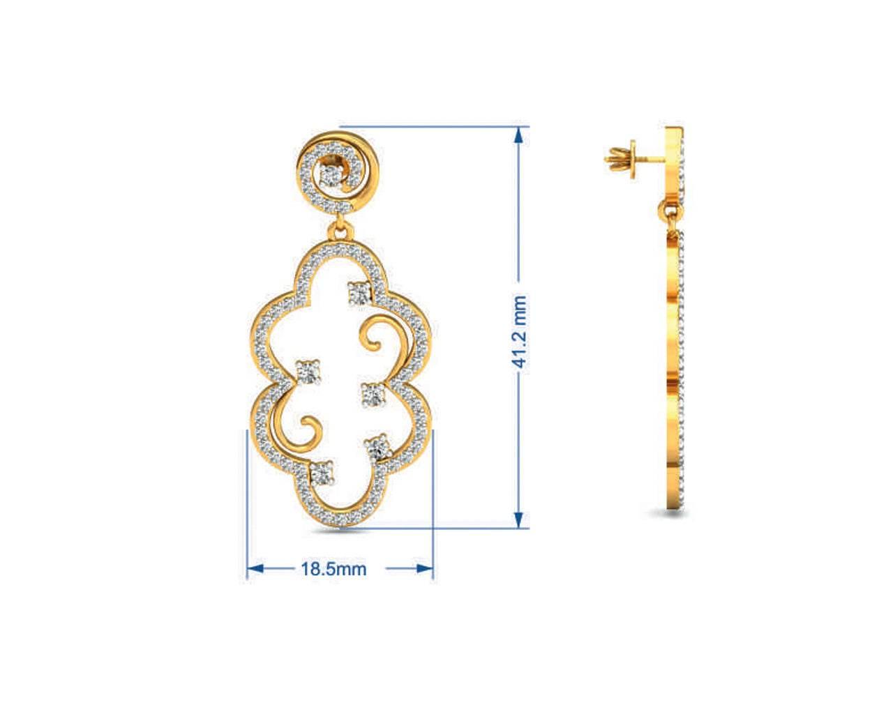 Anan Diamond Gold Danglers - Jewelslane