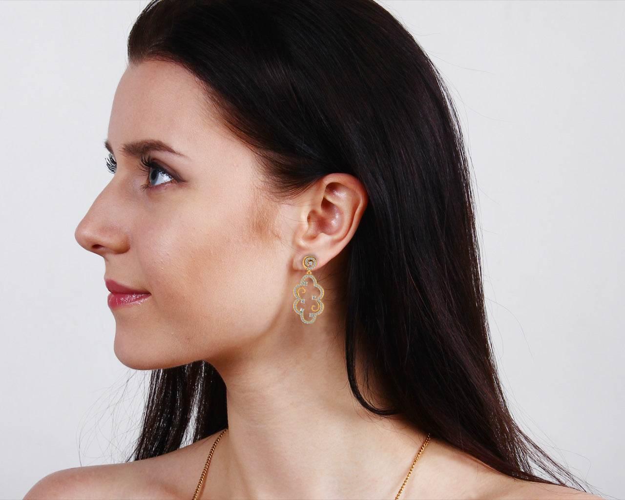Anan Diamond Gold Danglers - Jewelslane