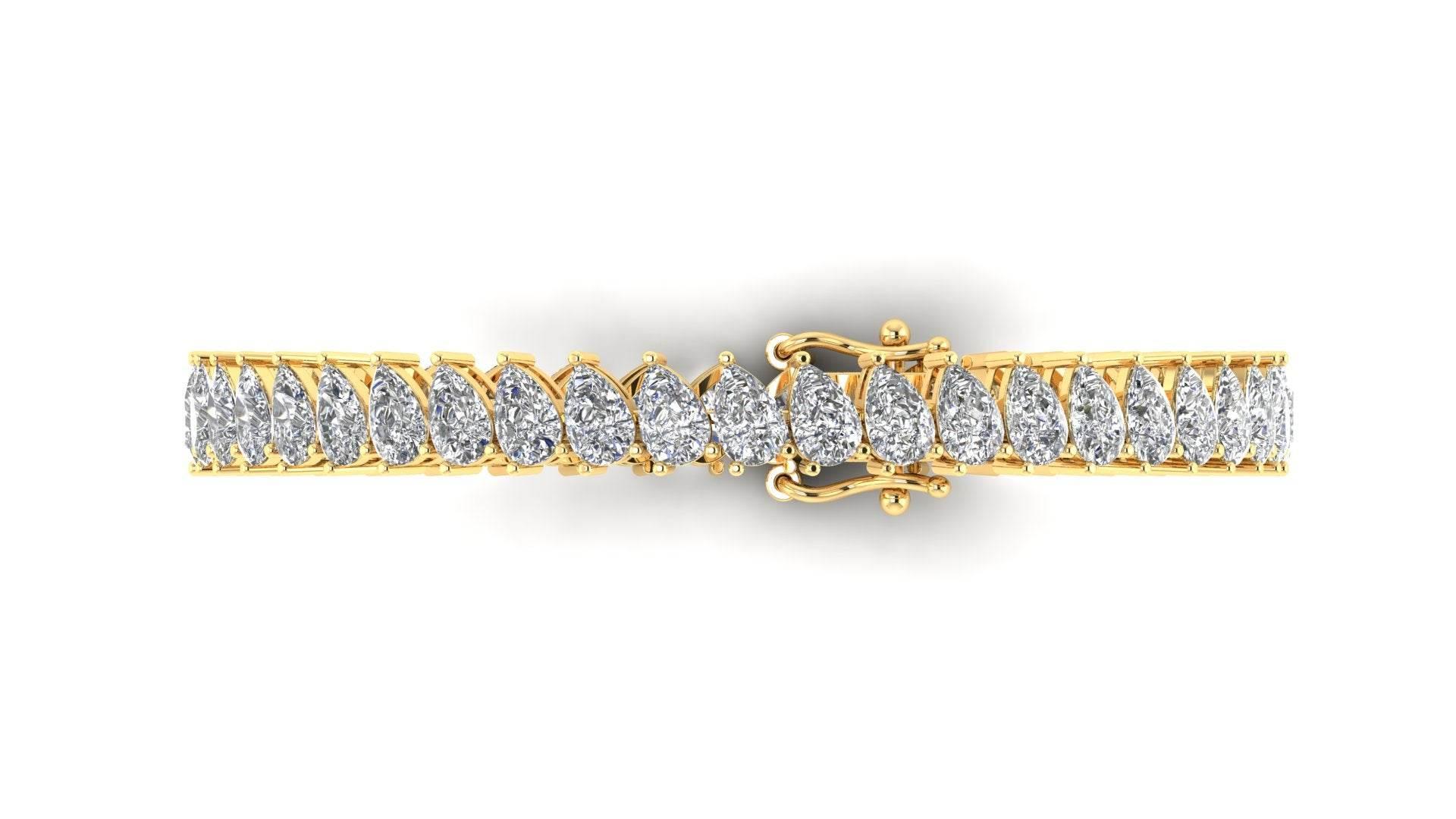 Ananya Pear Shape Lab Grown Diamond Tennis Bracelet in Gold - Jewelslane