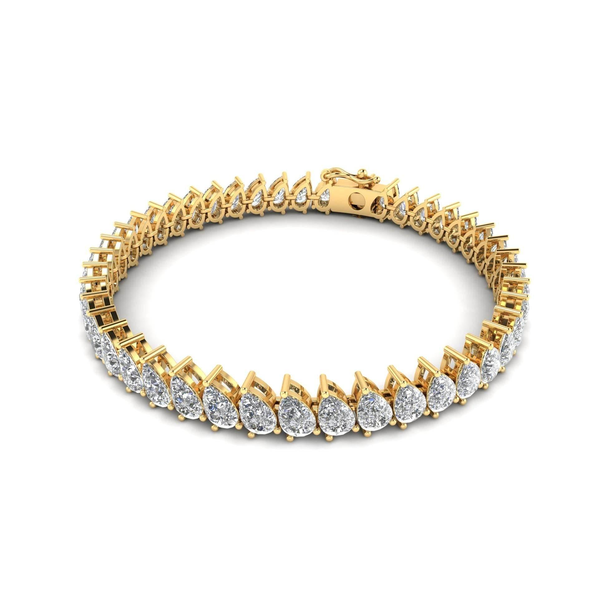 Ananya Pear Shape Lab Grown Diamond Tennis Bracelet in Gold - Jewelslane