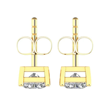 Aria Radiant Cut Lab Grown Diamond solitaire Earrings in Gold - Jewelslane