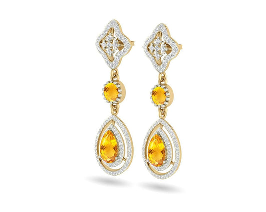 Asin Citrine & diamond Dangle Earrings - Jewelslane