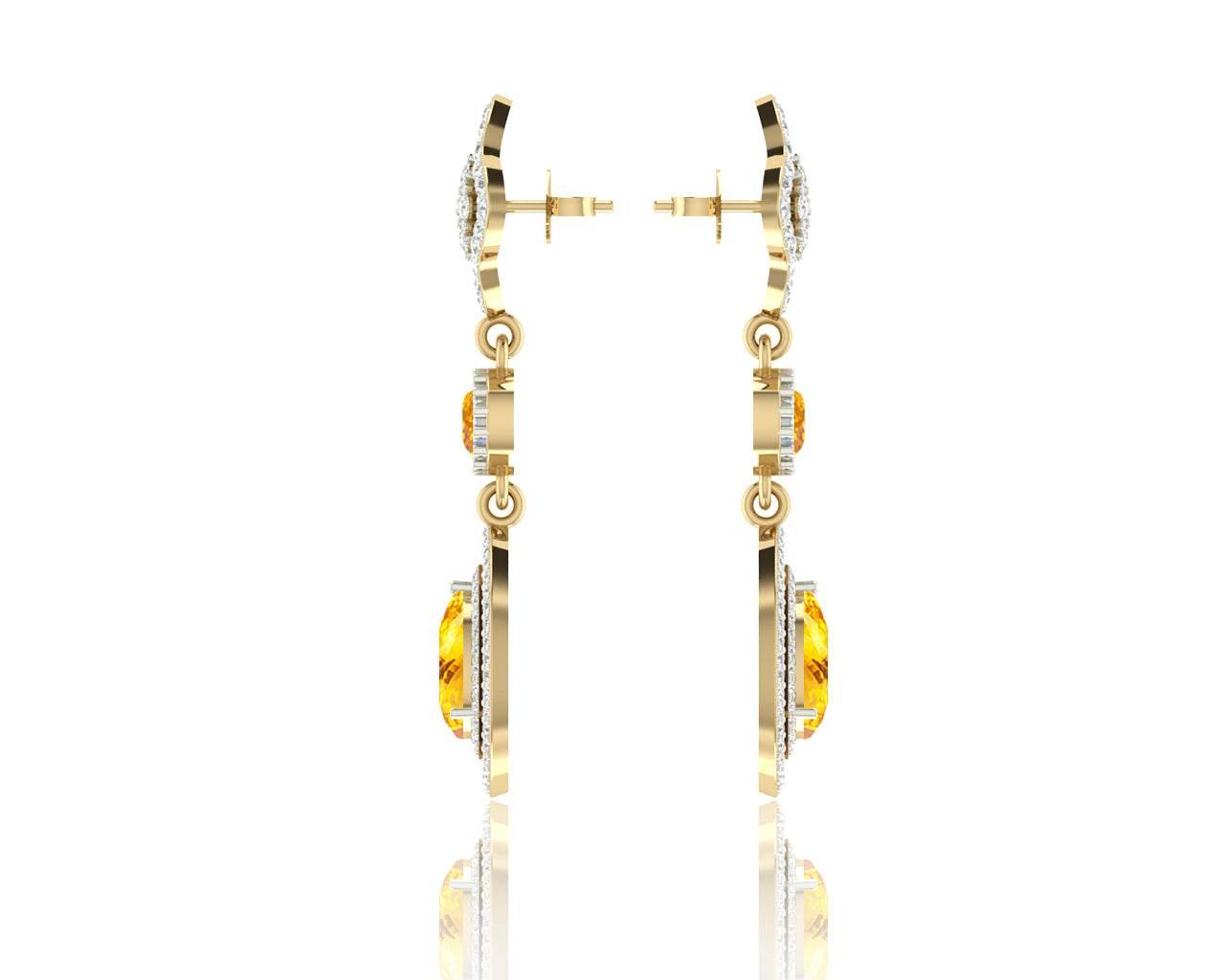 Asin Citrine & diamond Dangle Earrings - Jewelslane