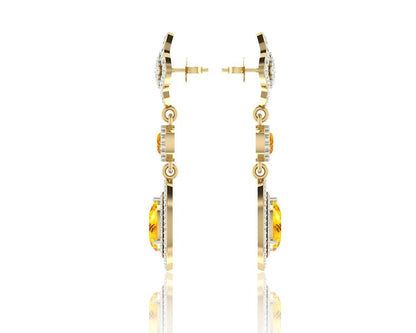 Asin Citrine & diamond Dangle Earrings - Jewelslane