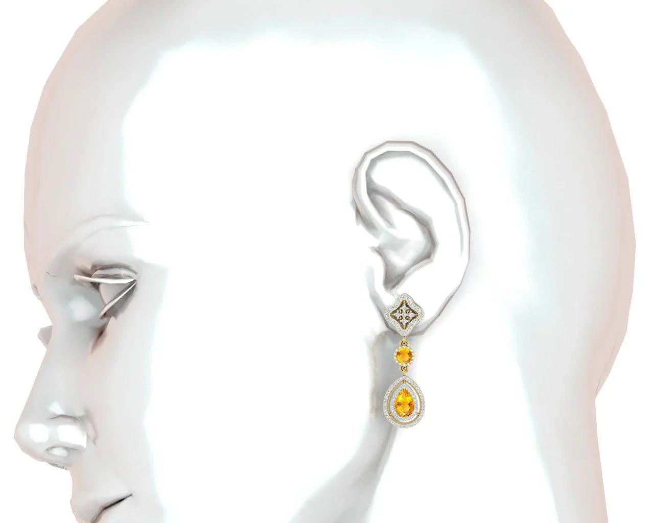 Asin Citrine & diamond Dangle Earrings - Jewelslane