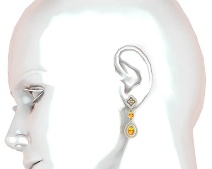 Asin Citrine & diamond Dangle Earrings - Jewelslane