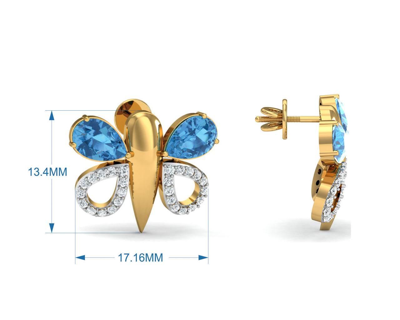 Asmara Blue Topaz & Diamond Earrings - Jewelslane