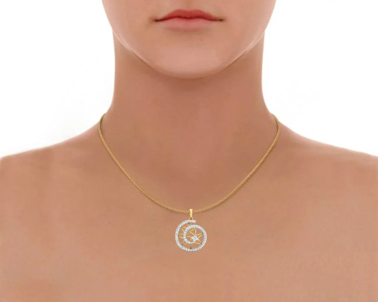 Astra Diamond pendant in 14k hallmarked Gold - Jewelslane