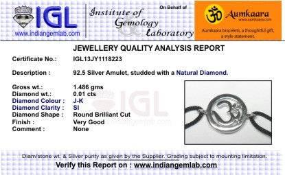 Om Single Diamond Bracelet Silver - Jewelslane