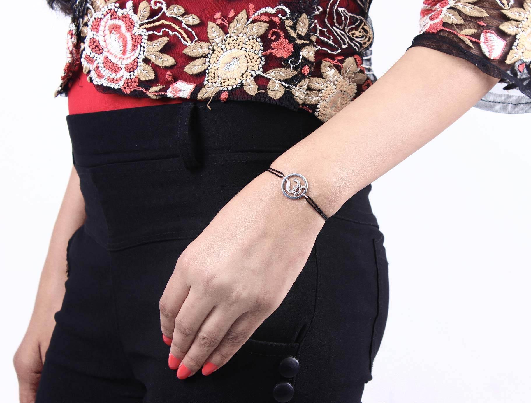 Om Inside Diamond Bracelet in Silver - Jewelslane