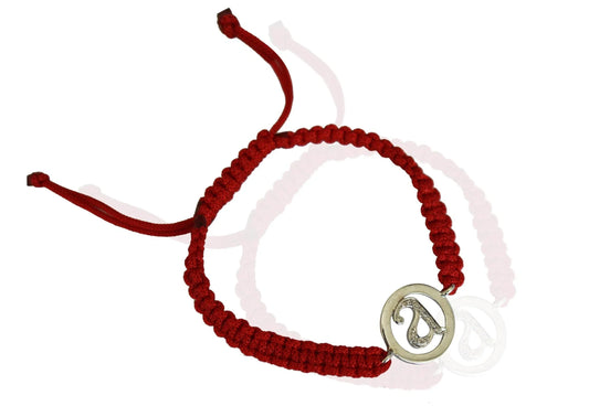 Lower Case Alphabets Bracelet with Diamonds in Silver on Size Adjustable Nylon Thread - Jewelslane