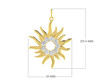 Auspicious sun pendant in gold & diamonds - Jewelslane