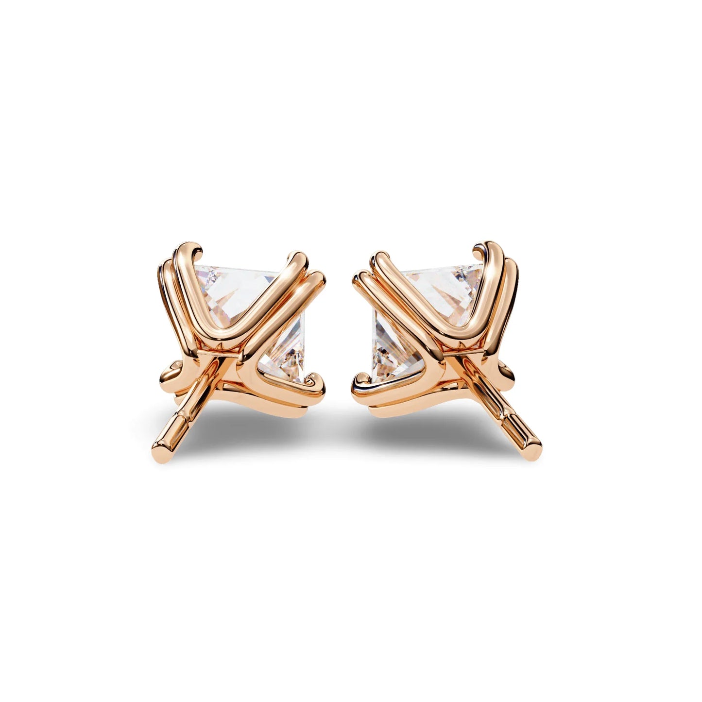 Ava Princess Cut Lab Grown Diamond Solitaire Earrings in gold - Jewelslane