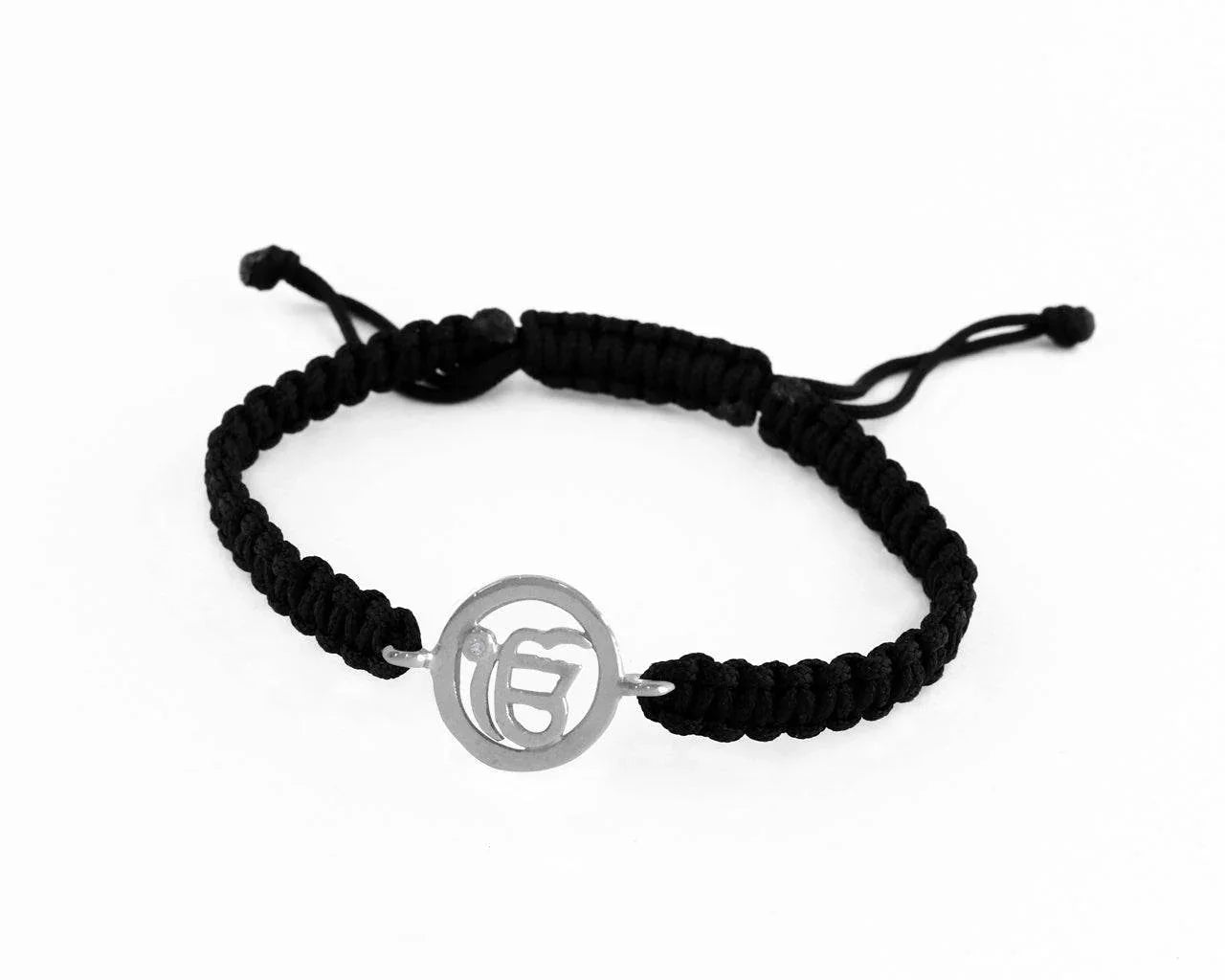 Auspicious Ik Onkaar Bracelet in Silver with Diamond – Spiritual jewellery symbol of positivity and faith, designer bracelet by JewelsLane