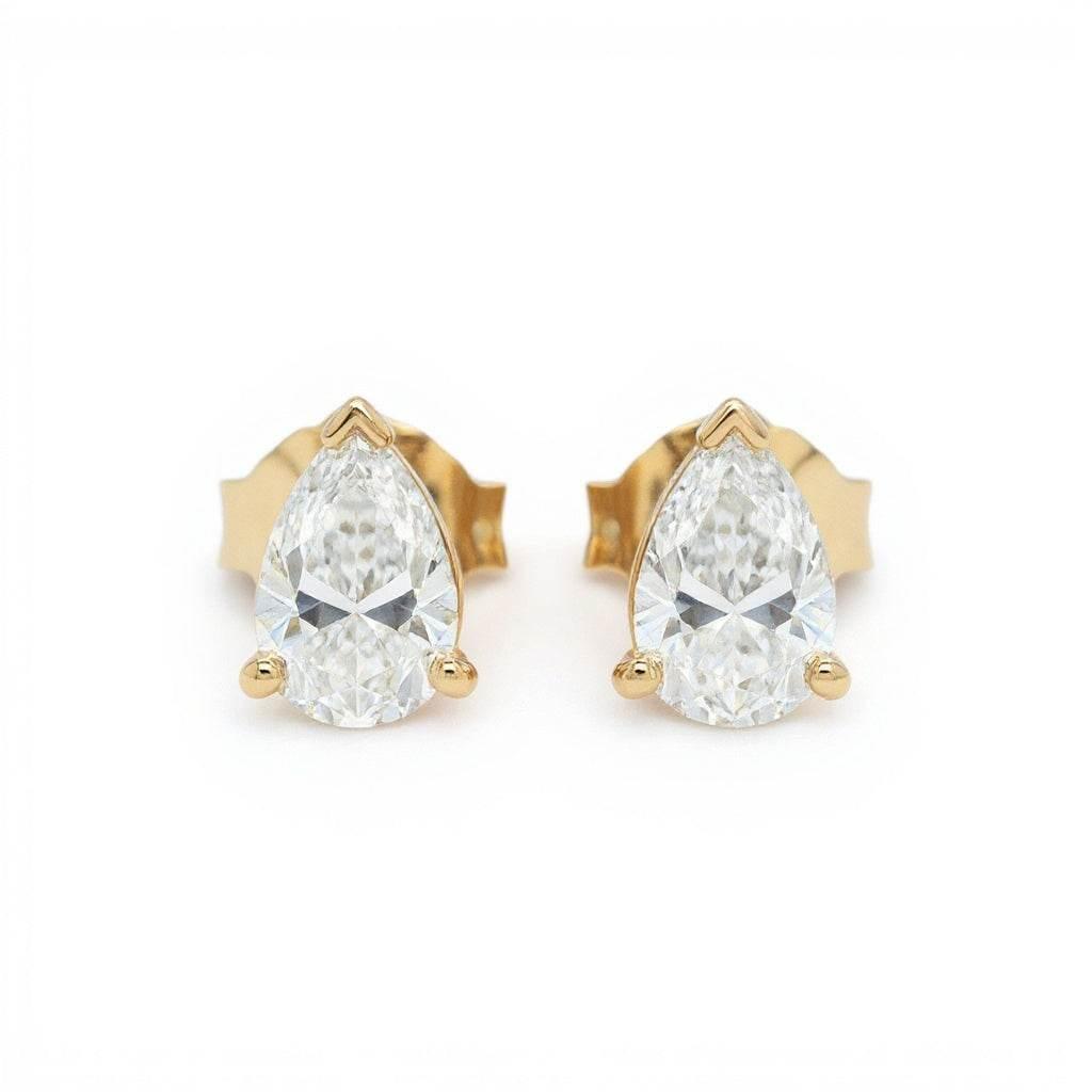 Baby Lab Diamond Solitaire Earrings in Princess, Heart, Oval, Round, Pear & Emerald Cuts – Available in Yellow Gold, Rose Gold & White Gold by JewelsLane