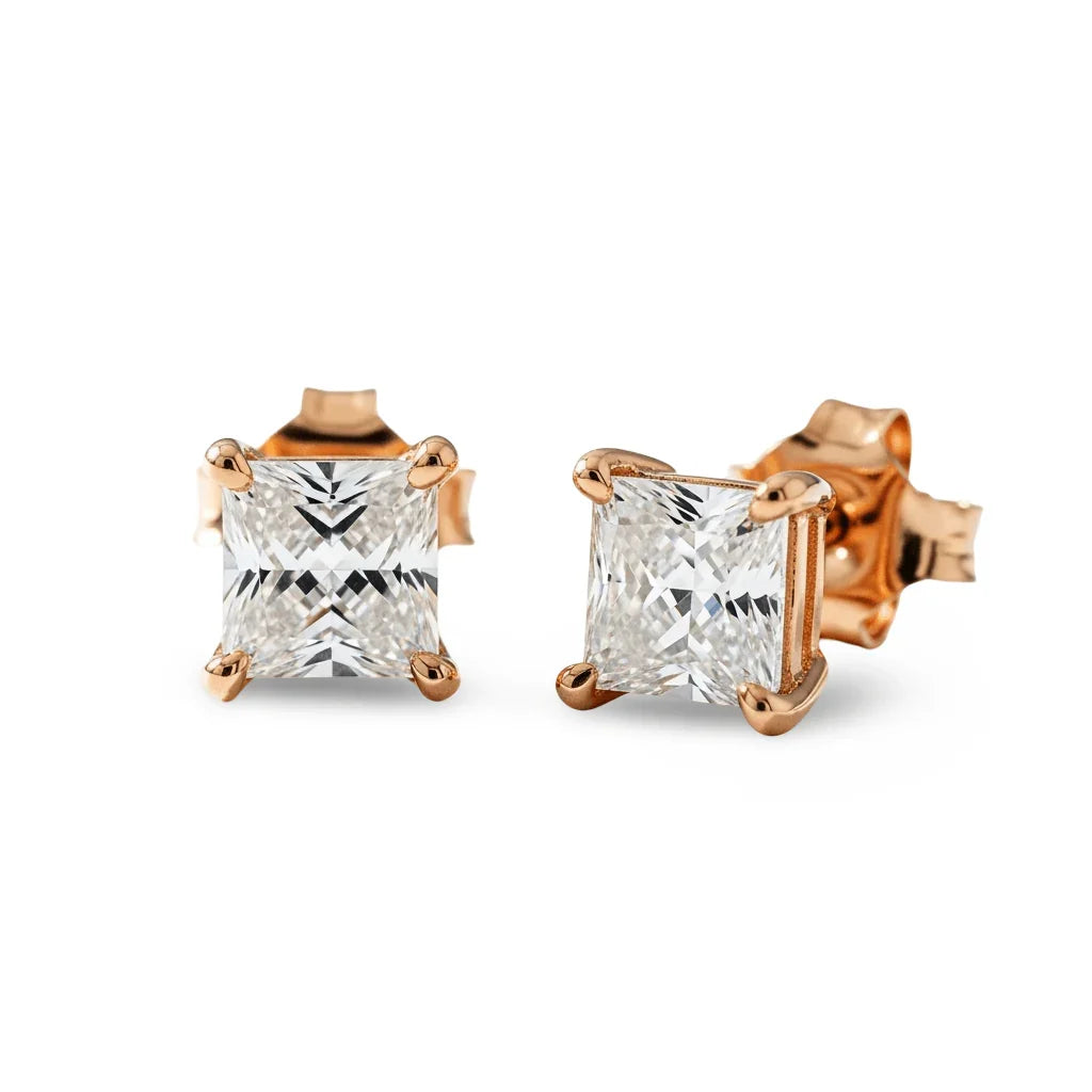 Baby Lab Diamond Solitaire Earrings in Princess, Heart, Oval, Round, Pear & Emerald Cuts – Available in Yellow Gold, Rose Gold & White Gold by JewelsLane